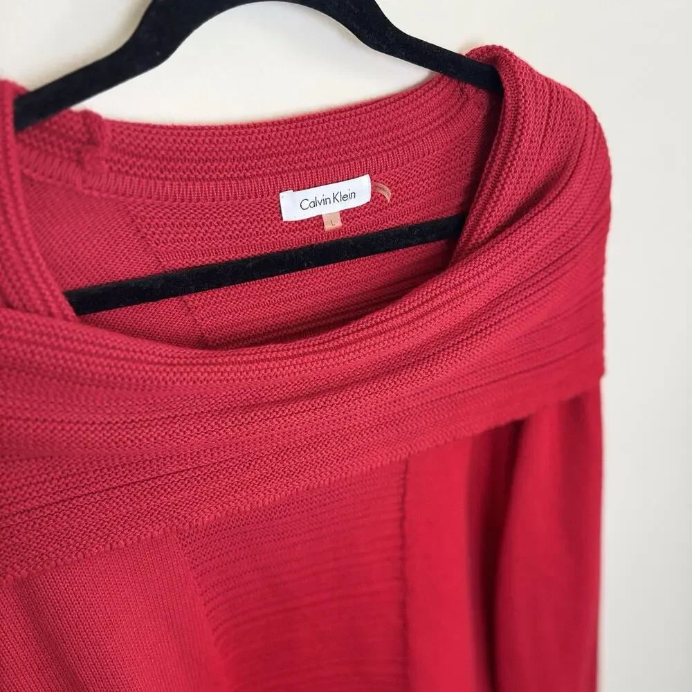 Calvin Klein Cowl Neck Sweater Red Women's‎ Size L